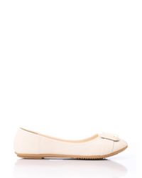 FAN-DJTF-005 Decorative Buckle Slip On Leather Flats