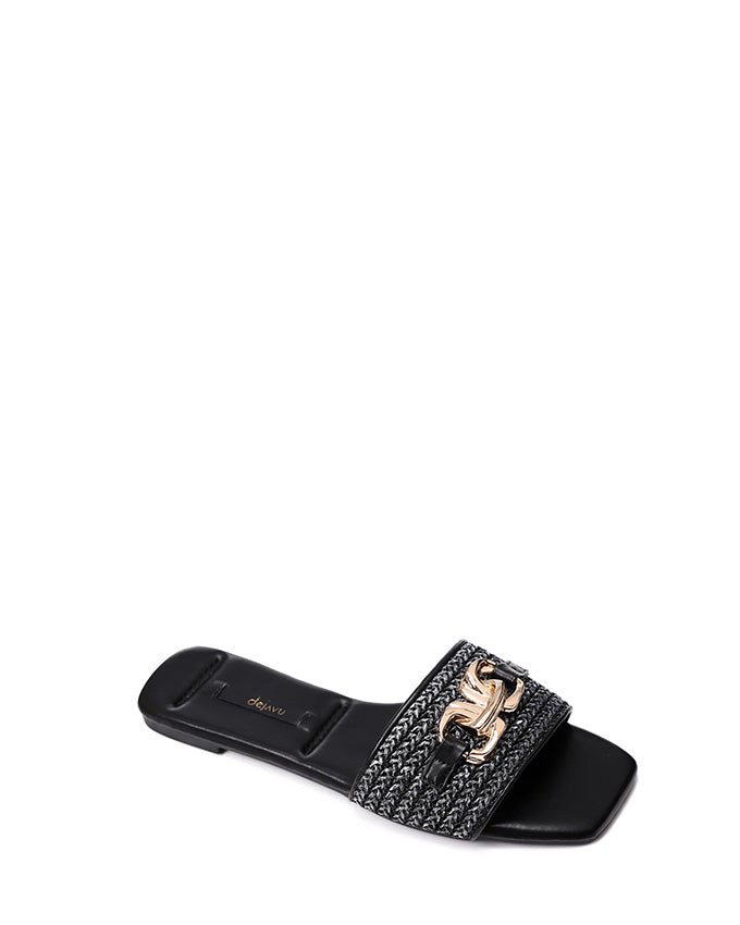 FAN-DJTF-016 Braided Strap Straw Women Slippers