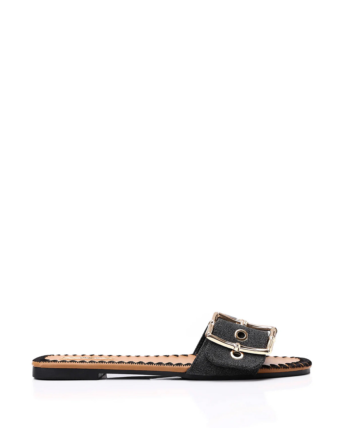 FAN-DJTF-021 Adjustable Buckle Linen Statement Slippers