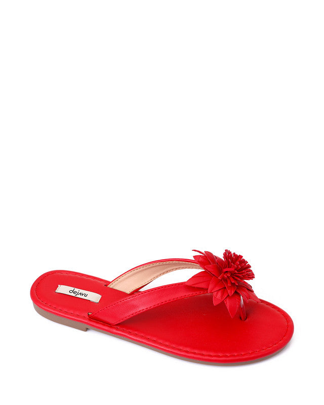 HOT-DJTX-011 Flowery Leather Slip On Slipper