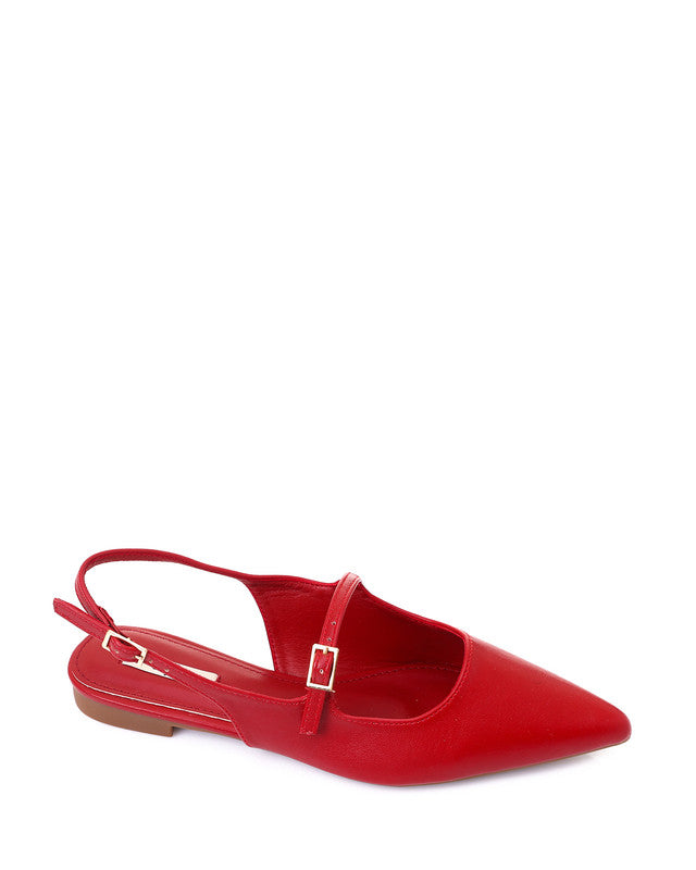 HOT-DJTX-021 Leather Pointed Buckle Flats