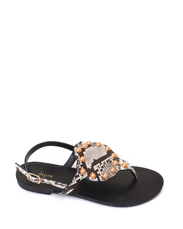 HOT-DJTX-025 Leather Pearls Pattern Sandals