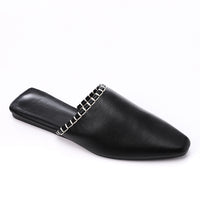 JAL-DJTF-051 Textured Leather Slip On Flat Mules
