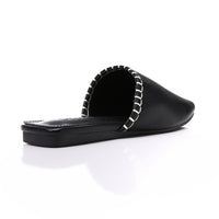 JAL-DJTF-051 Textured Leather Slip On Flat Mules