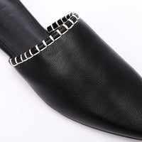 JAL-DJTF-051 Textured Leather Slip On Flat Mules