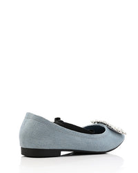 JAL-DJTF-057 Denim Lace Up Flat Ballerina