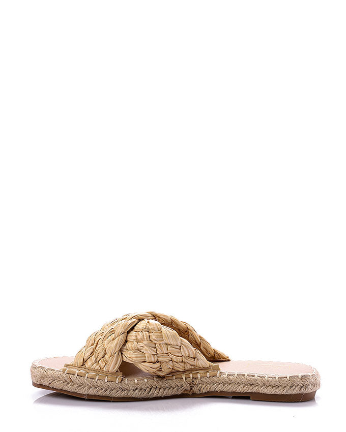 JAL-DJTH-004 Cross Toecap Straw Slip On Slippers