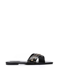 JSP-DJTF-001 Strassed Cross Toes Strap Flat Slippers