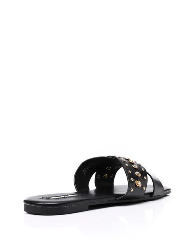 JSP-DJTF-001 Strassed Cross Toes Strap Flat Slippers