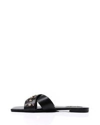 JSP-DJTF-001 Strassed Cross Toes Strap Flat Slippers