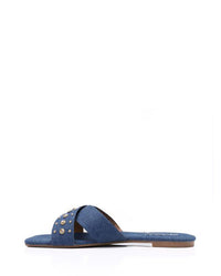 JSP-DJTF-001 Strassed Cross Toes Strap Flat Slippers