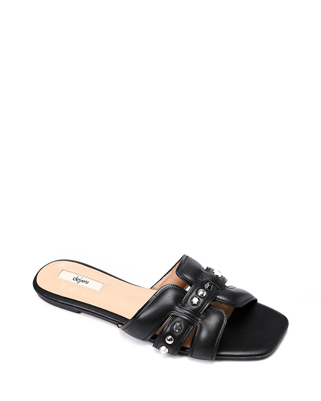 JSP-DJTF-002 Studed Leather Flat Slipper