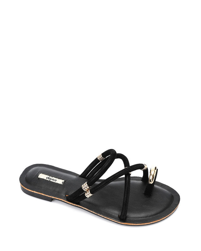 FAN-DJTV-007 Decorative Gold Charms Flat Slipper