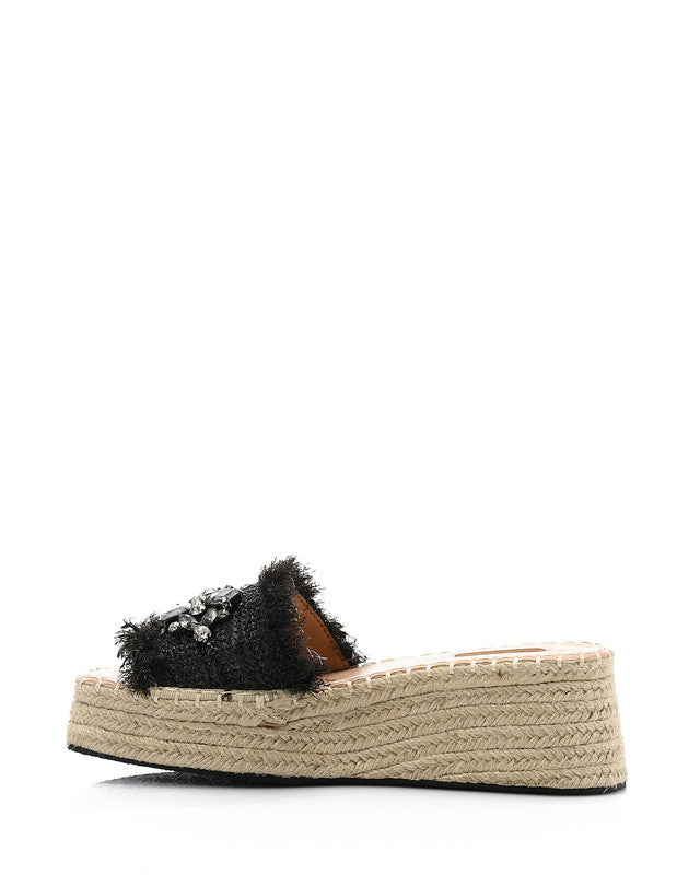 FAN-DJTV-013 Strassy Mid Heel Wedge Slipper