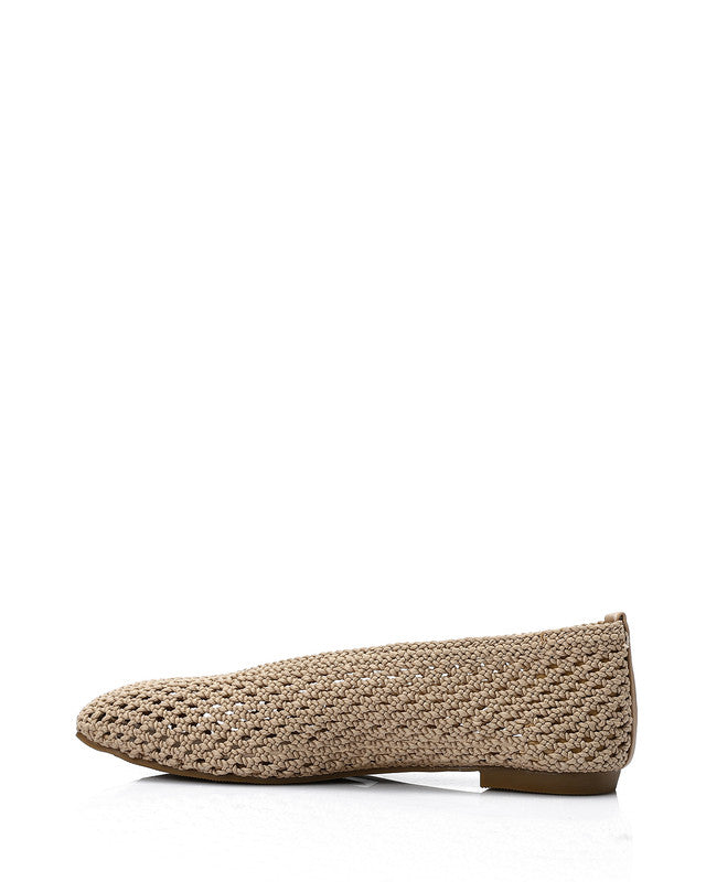 FAN-DJTV-018 Knitted Semi Square Flat Shoes