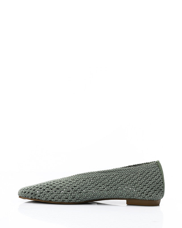 FAN-DJTV-018 Knitted Semi Square Flat Shoes