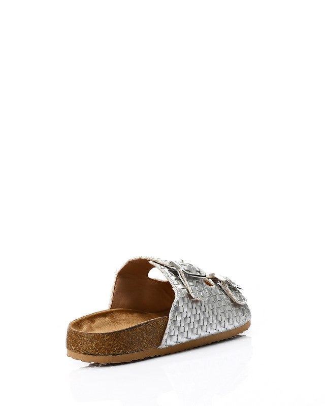 FAN-DJTV-019 Intrecciato Double Buckles Gold Slipper