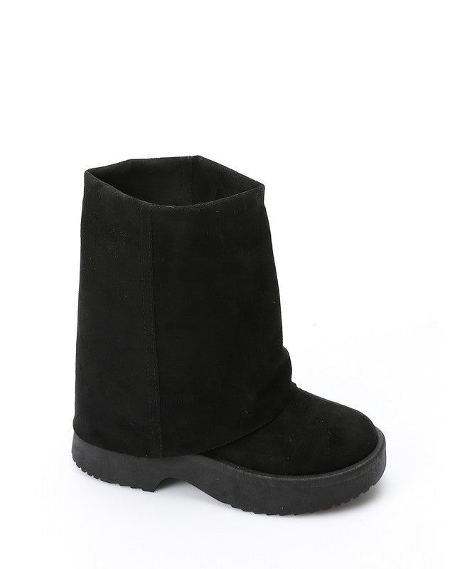 GER-DVTX-005 Suede Fold Mid Calf Boots