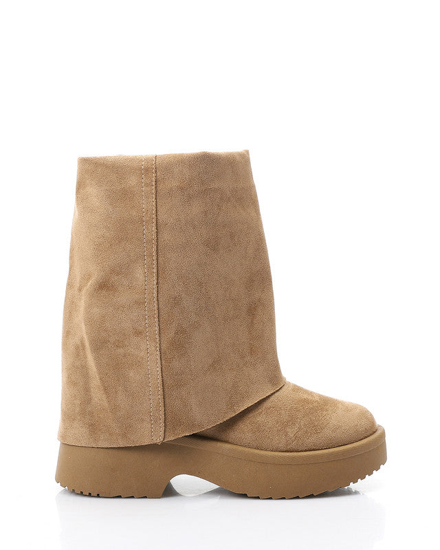 GER-DVTX-005 Suede Fold Mid Calf Boots