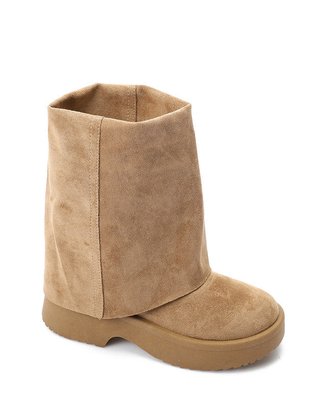 GER-DVTX-005 Suede Fold Mid Calf Boots
