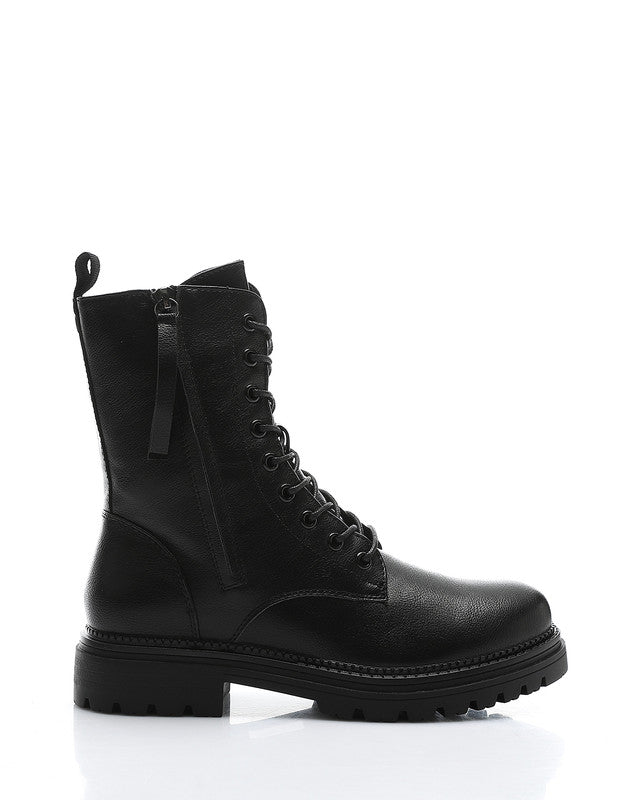GER-DVTX-011 Textured Leather Combat Boots