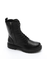 GER-DVTX-011 Textured Leather Combat Boots
