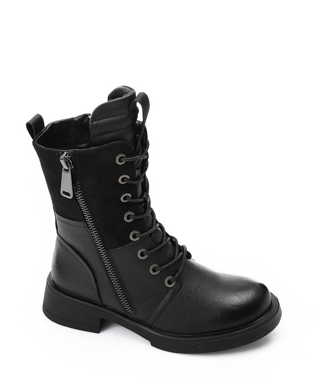 GER-DVTX-021 Lace Up Zipped Combat Boots
