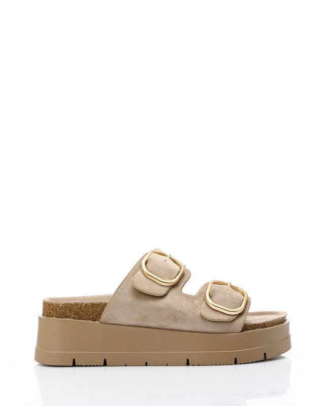 GOR-DJTV-005 Double Buckles Suede Slipper