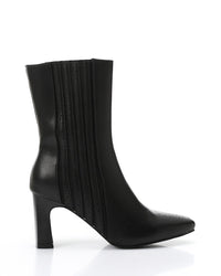 GPS-DVTX-004 Perforated Oval Toe Shape Heeled Mid Calf BootsBurgundy