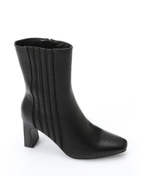 GPS-DVTX-004 Perforated Oval Toe Shape Heeled Mid Calf BootsBurgundy