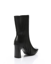 GPS-DVTX-004 Perforated Oval Toe Shape Heeled Mid Calf BootsBurgundy