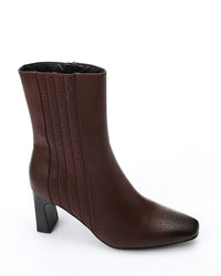 GPS-DVTX-004 Perforated Oval Toe Shape Heeled Mid Calf BootsBurgundy