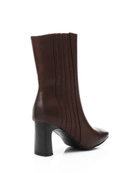 GPS-DVTX-004 Perforated Oval Toe Shape Heeled Mid Calf BootsBurgundy