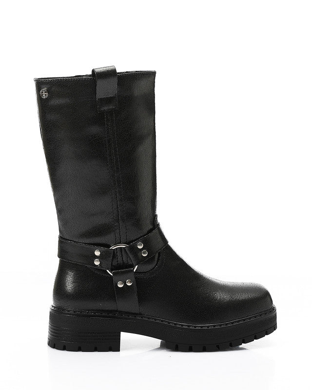 GPS-DVTX-006 Textured Mid Calf Biker Boots