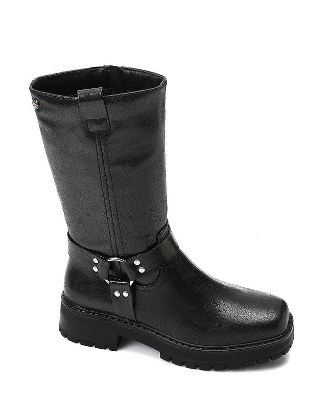 GPS-DVTX-006 Textured Mid Calf Biker Boots