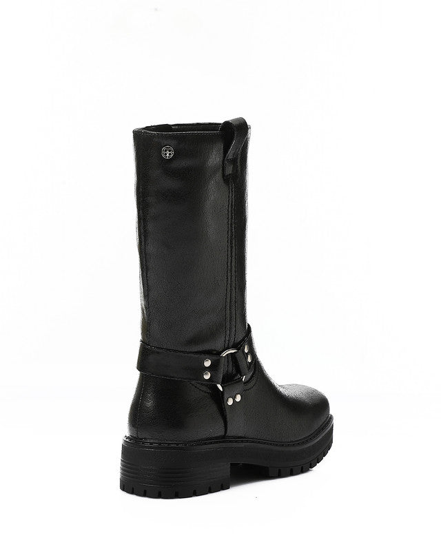 GPS-DVTX-006 Textured Mid Calf Biker Boots
