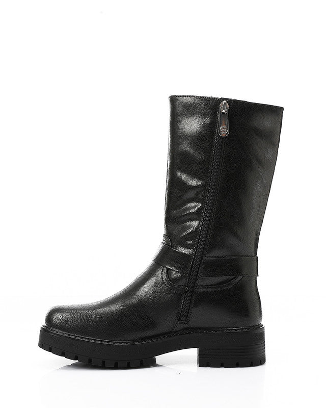 GPS-DVTX-006 Textured Mid Calf Biker Boots
