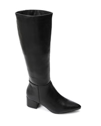 GPS-DVTX-008 Knee High Plain Heeled Leather Boot