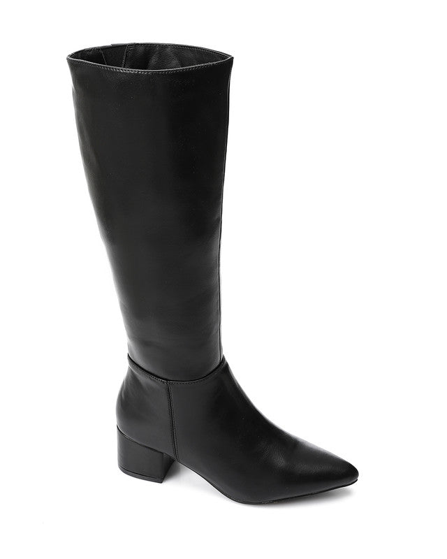 GPS-DVTX-008 Knee High Plain Heeled Leather Boot