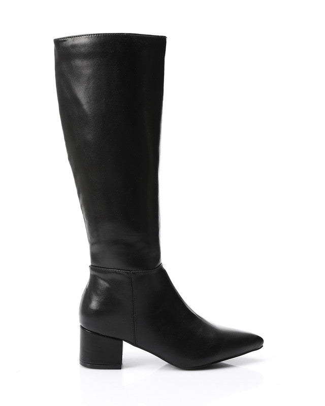 GPS-DVTX-008 Knee High Plain Heeled Leather Boot