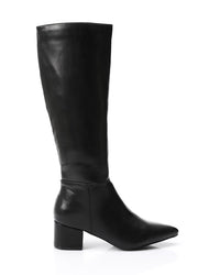 GPS-DVTX-008 Knee High Plain Heeled Leather Boot