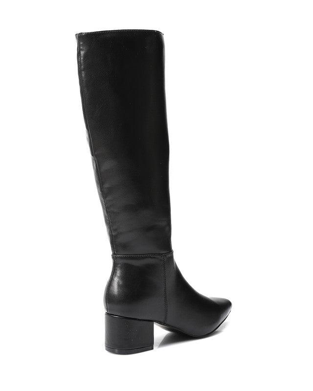 GPS-DVTX-008 Knee High Plain Heeled Leather Boot