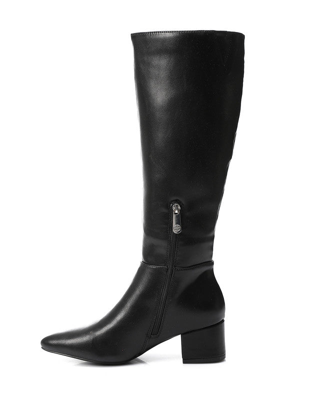 GPS-DVTX-008 Knee High Plain Heeled Leather Boot