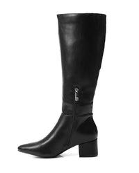GPS-DVTX-008 Knee High Plain Heeled Leather Boot