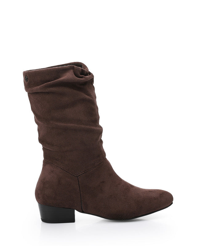 GPS-DVTX-011 Suede Slip On Mid Calf Boots