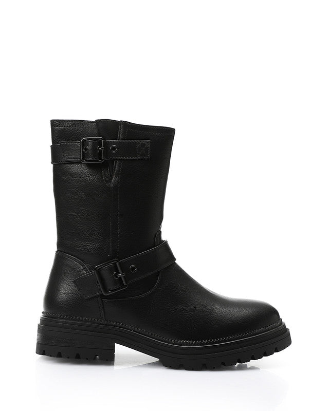 GPS-DVTX-012 Zipped Mid Calf Biker Boots