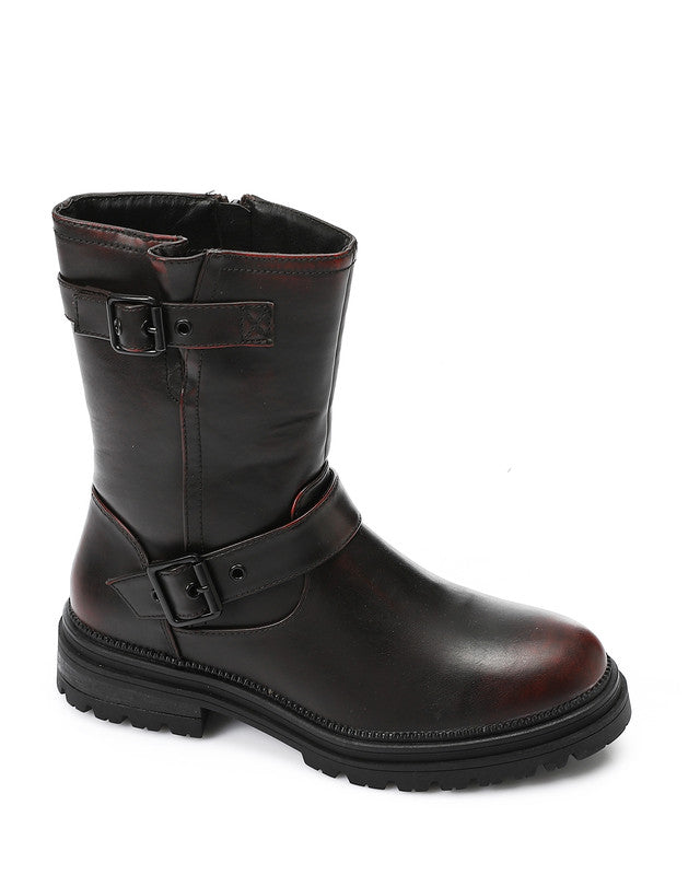 GPS-DVTX-012 Zipped Mid Calf Biker Boots