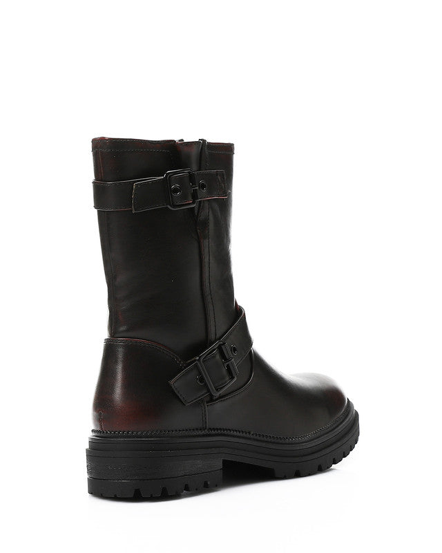 GPS-DVTX-012 Zipped Mid Calf Biker Boots