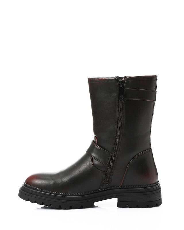 GPS-DVTX-012 Zipped Mid Calf Biker Boots