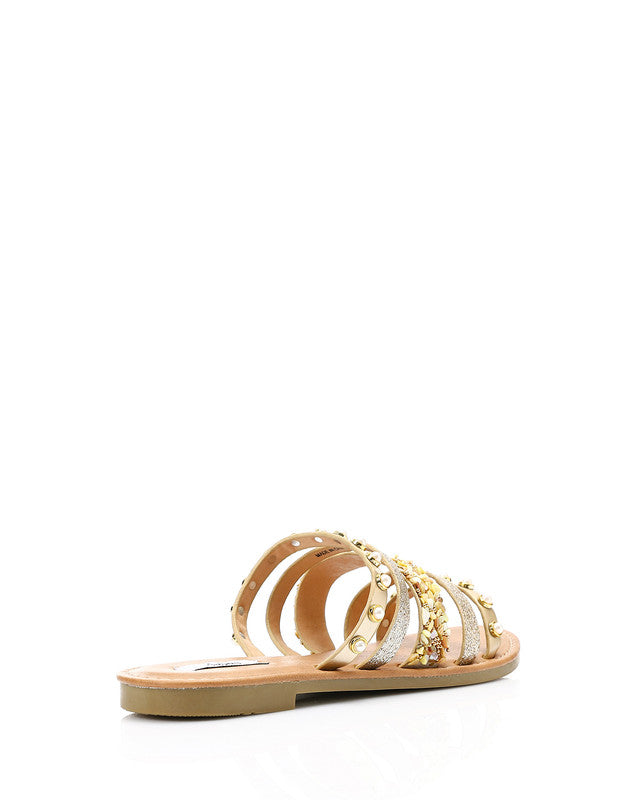HOT-DJTV-002 Decorative Studs And Pearls Flat Slipper